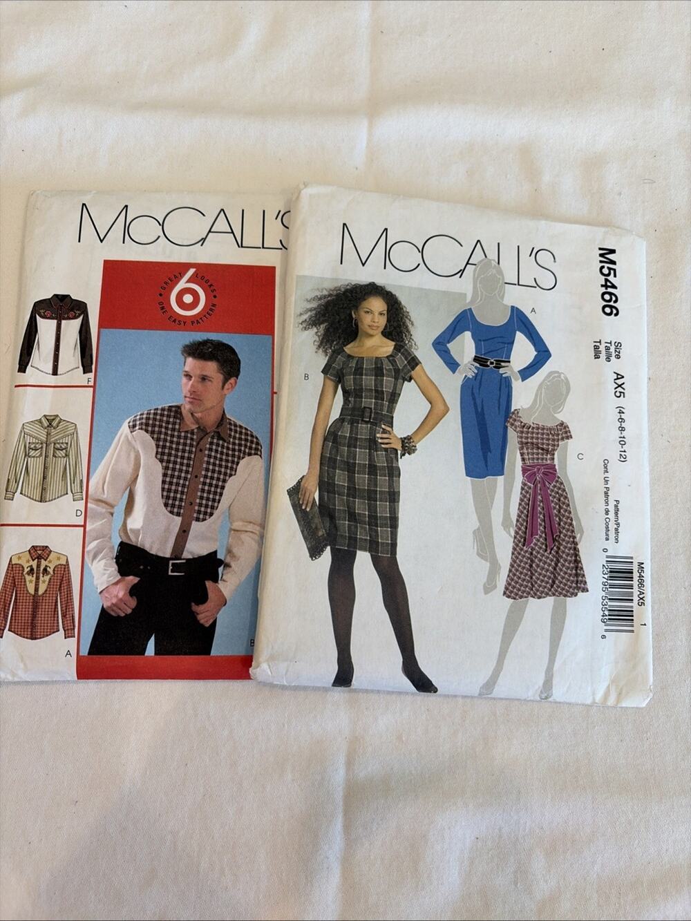Your Choice One Of Two McCall’s Sewing Patterns. M5466, M4530